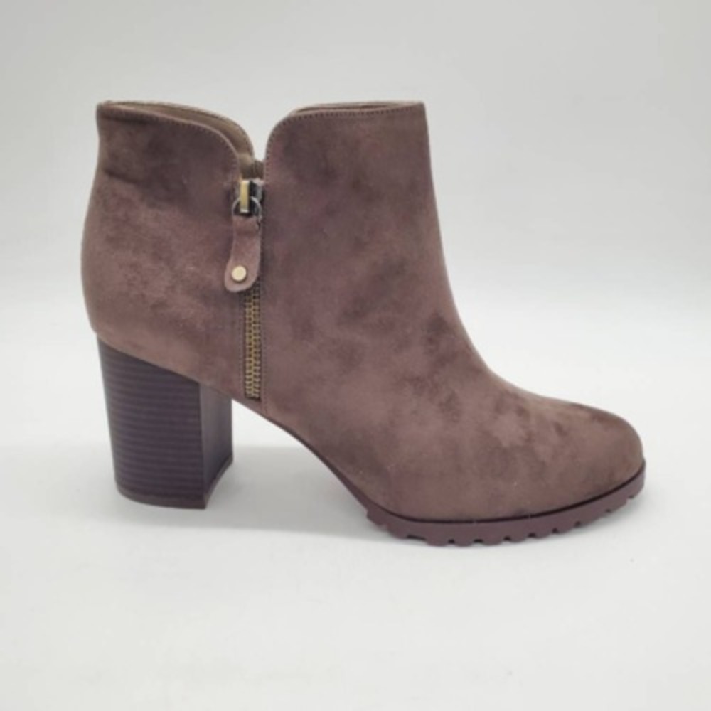 Style & Co. Shoes Womens Idee Ankle Boots Booties Gray Stacked Heels Side Zip 10